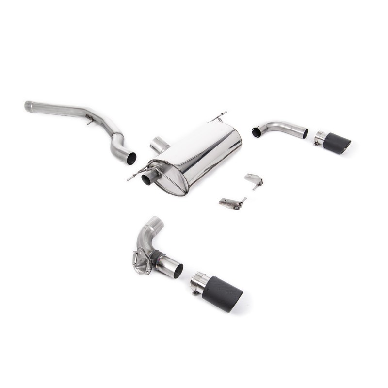 Non-Resonated (Louder) GPF/OPF-Back Exhaust System with Carbon Jet-90 Trims - Carbon Fibre