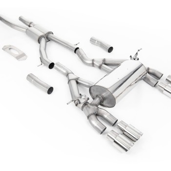 BMW F80 M3/F82 M4 - GPF / OPF Back Race Exhaust System with Polished GT-90 Trims - Polished
