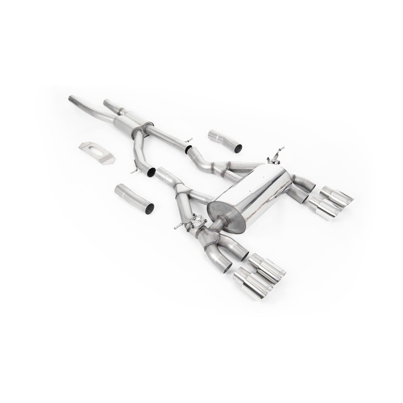 BMW F80 M3/F82 M4 - GPF / OPF Back Race Exhaust System with Polished GT-90 Trims - Polished