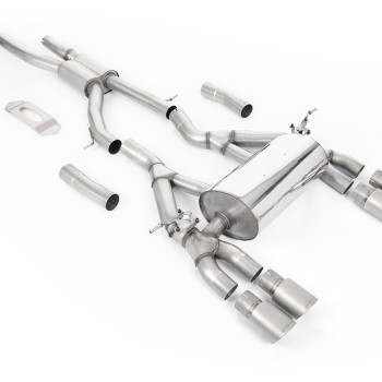 BMW F80 M3/F82 M4 - GPF / OPF Back Race Exhaust System with Titanium GT-90 Trims - Brushed Titanium