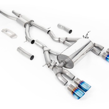 BMW F80 M3/F82 M4 - GPF / OPF Back Race (Louder) Exhaust System with Burnt Titanium GT-90 Trims - Burnt Titanium