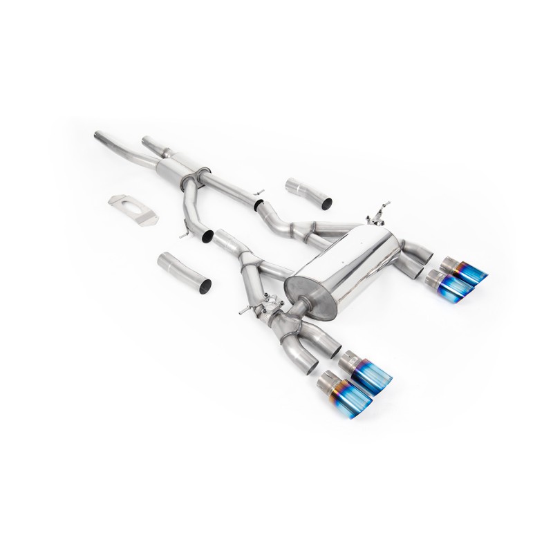 BMW F80 M3/F82 M4 - GPF / OPF Back Race (Louder) Exhaust System with Burnt Titanium GT-90 Trims - Burnt Titanium
