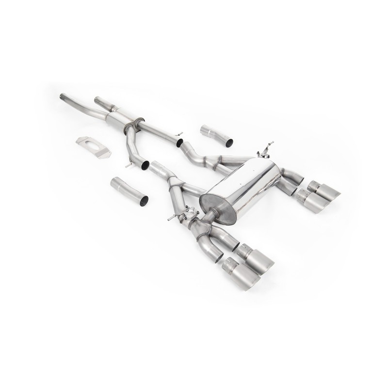 BMW F80 M3/F82 M4 - GPF / OPF Back Road Exhaust System with Titanium GT-90 Trims - Brushed Titanium