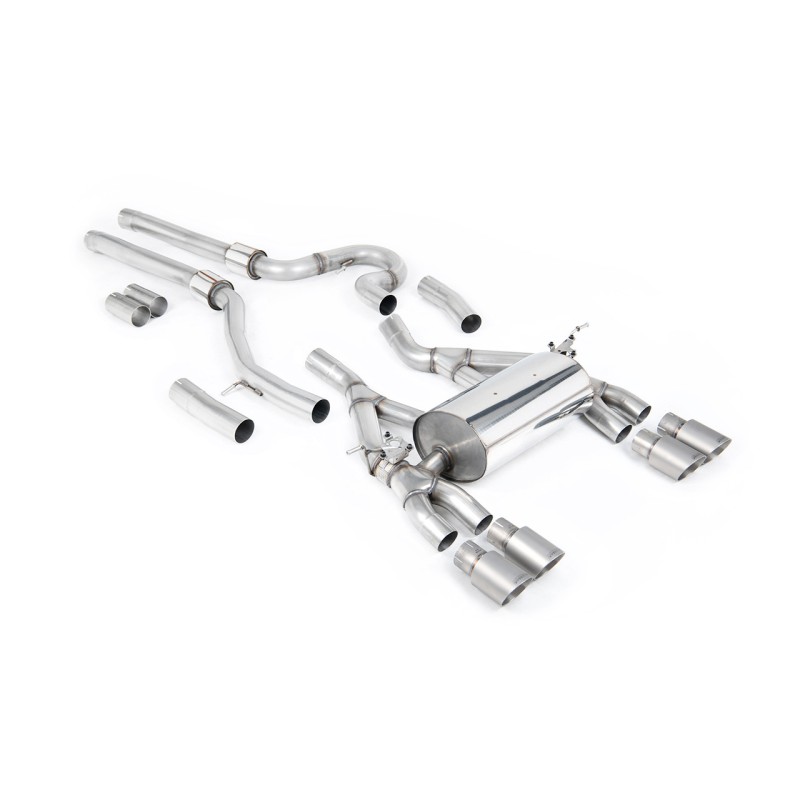 BMW F80 M3/F82 M4 - Equal Length (Loudest) Cat-Back Exhaust System with Titanium Trims - Brushed Titanium