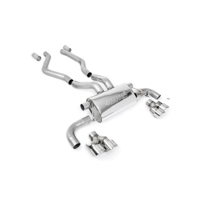 BMW G20/21 M340i & G22 M440i - OPF Back Exhaust System with Quad GT-100 Polished Trims - Polished