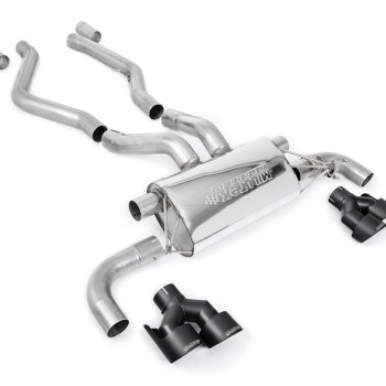 BMW G20/21 M340i & G22 M440i - OPF Back Exhaust System with Quad Black GT-100 Black Trims - Cerakote Black