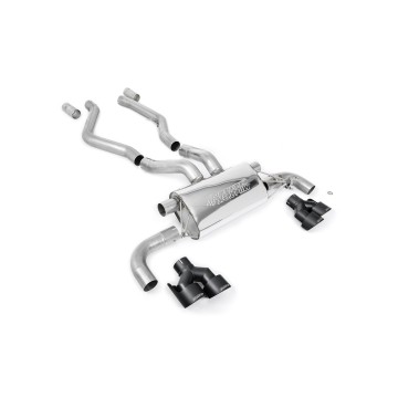 BMW G20/21 M340i & G22 M440i - OPF Back Exhaust System with Quad Black GT-100 Black Trims - Cerakote Black