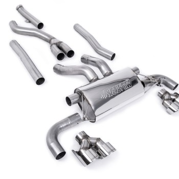 BMW G20/21 M340i & G22 M440i - Cat-Back Exhaust System with Quad GT-100 Polished Trims - Polished