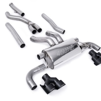 BMW G20/21 M340i & G22 M440i - Cat-Back Exhaust System with Quad GT-100 Black Trims - Cerakote Black