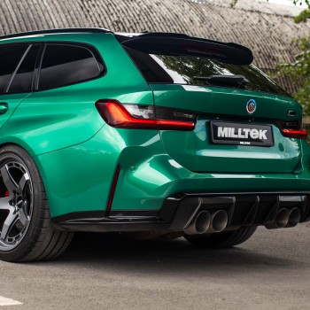 BMW G8X M3/M4 - Axle Back Exhaust System with GT-115 Brushed Titanium Trims - Brushed Titanium