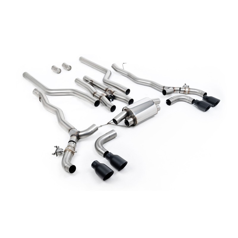 BMW M5 F90 (GPF Equipped) - Cat Back Exhaust System with Cerakote Black GT-100 Trims - Cerakote Black
