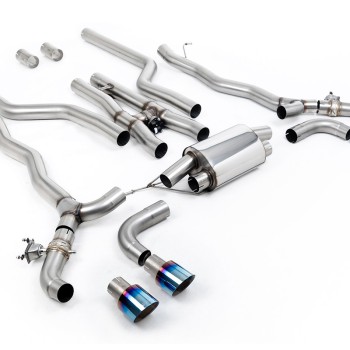 BMW M5 F90 (GPF Equipped) - Cat Back Exhaust System with Burnt/Blue Titanium GT-100 Trims - Burnt/Blue Titanium