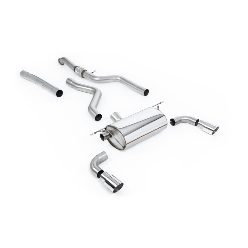 BMW F20/F21 M135i (Non X-Drive) - Cat-Back Exhaust System with Race Rear Silencer & Polished Tips - Polished