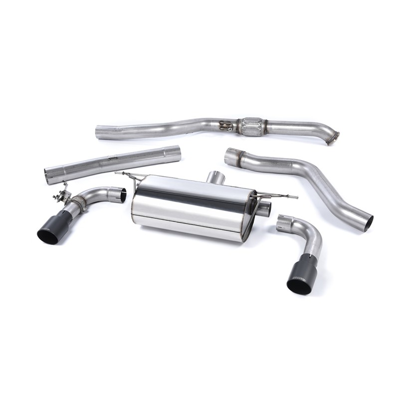 Non-Resonated (Louder) Race Cat-Back Exhaust System with Cerakote Black Tips - Cerakote Black