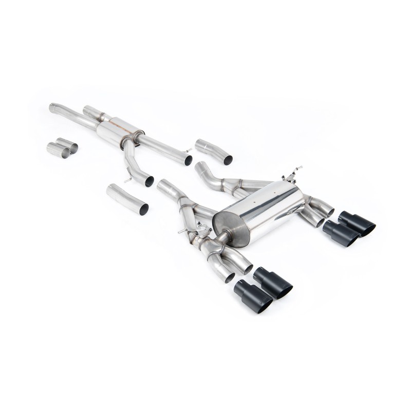 BMW F80 M3/F82 M4 - Cat-Back Exhaust System with Cerakote Black Trims - Cerakote Black