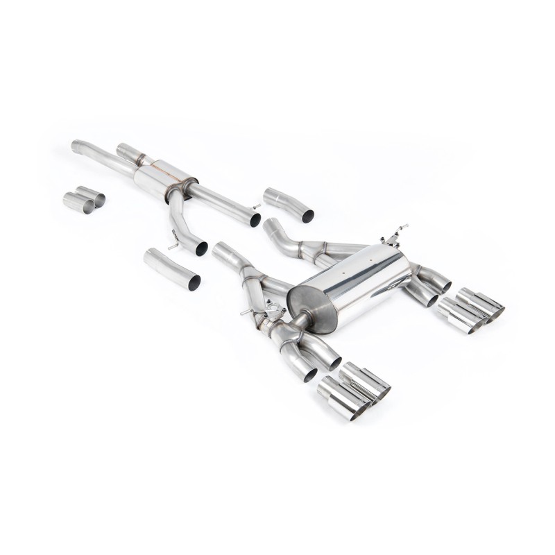 BMW F80 M3/F82 M4 - Race (Loudest) Cat-Back Exhaust System with Polished Trims - Polished