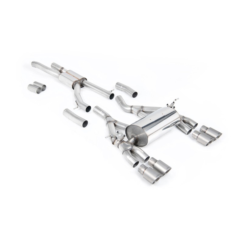 BMW F80 M3/F82 M4 - Race (Loudest) Cat-Back Exhaust System with Titanium Trims - Brushed Titanium