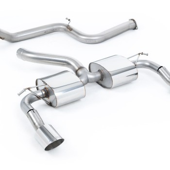 Ford Focus MK2 RS - Non-Resonated (Louder) Cat-Back Exhaust System with Twin Rear Silencer DTM Trims - Polished