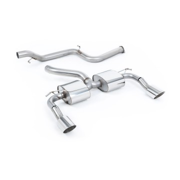 Ford Focus MK2 RS - Non-Resonated (Louder) Cat-Back Exhaust System with Twin Rear Silencer DTM Trims - Polished