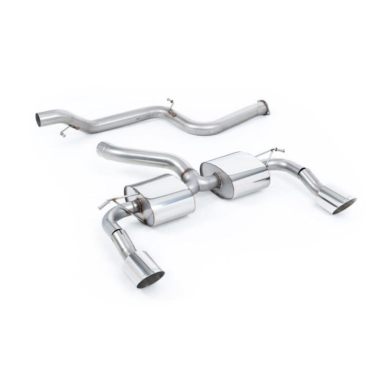 Ford Focus MK2 RS - Non-Resonated (Louder) Cat-Back Exhaust System with Twin Rear Silencer DTM Trims - Polished