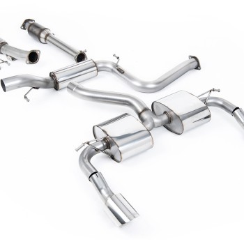 Ford Focus MK2 RS - Resonated (Quieter) Turbo-Back Exhaust System with Hi-Flow Sports Catalyst & Dual DTM Trims