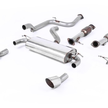 Ford Focus MK2 RS - Resonated (Quieter) Turbo-Back Exhaust System with 200 CPSI Hi-Flow Sports Catalyst & Dual DTM Trims