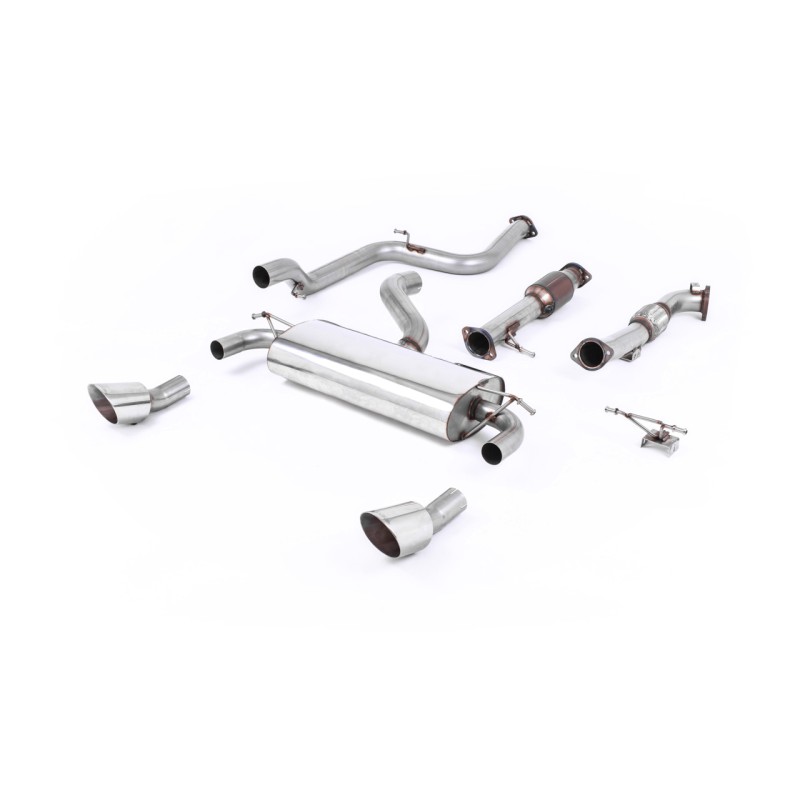 Ford Focus MK2 RS - Resonated (Quieter) Turbo-Back Exhaust System with 200 CPSI Hi-Flow Sports Catalyst & Dual DTM Trims