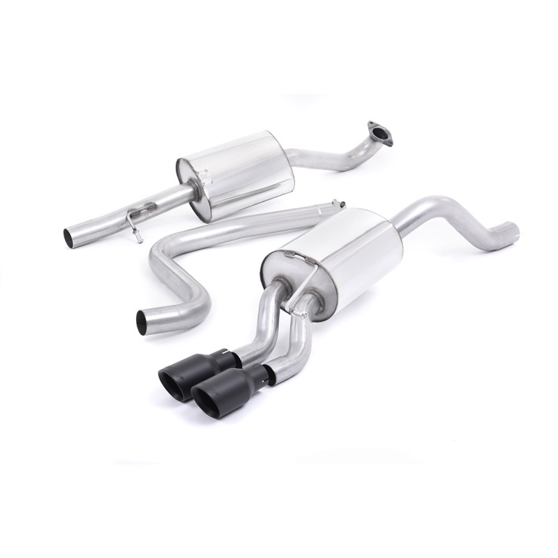 Ford Fiesta MK7/7.5 Ecoboost 1.0T - Resonated (Quieter) Cat-Back Exhaust System with Cerakote Black Tips - Cerakote Black