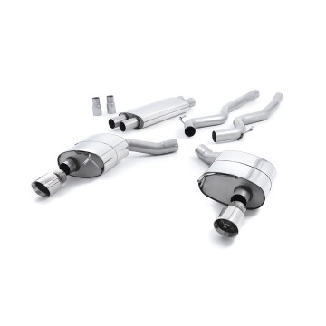 Ford Mustang 5.0 V8 GT (Fastback) - Resonated (Quieter) Cat-Back Exhaust System with Polished GT-100 Trims - Polished