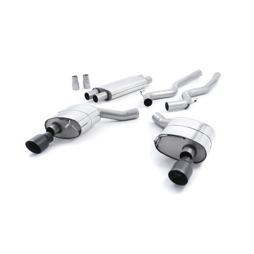 Ford Mustang 5.0 V8 GT (Fastback) - Resonated (Quieter) Cat-Back Exhaust System with Cerakote Black GT-100 Trims - Cerakote Black