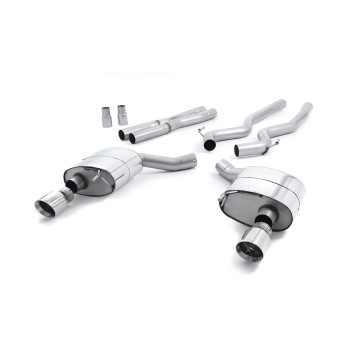 Ford Mustang 5.0 V8 GT (Fastback) - Non-Resonated (Louder) Cat-Back Exhaust System with Polished GT-100 Trims - Polished