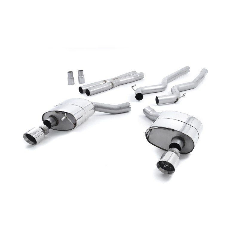 Ford Mustang 5.0 V8 GT (Fastback) - Non-Resonated (Louder) Cat-Back Exhaust System with Polished GT-100 Trims - Polished