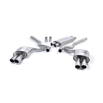 Ford Mustang 5.0 V8 GT (Fastback) - Resonated (Quieter) Cat-Back Exhaust System with Quad Polished GT-90 Trims (For Roush Valance) - Polished