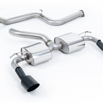 Ford Focus MK2 RS - Non-Resonated (Louder) Cat-Back Exhaust System with Cerakote Black Trims - Cerakote Black