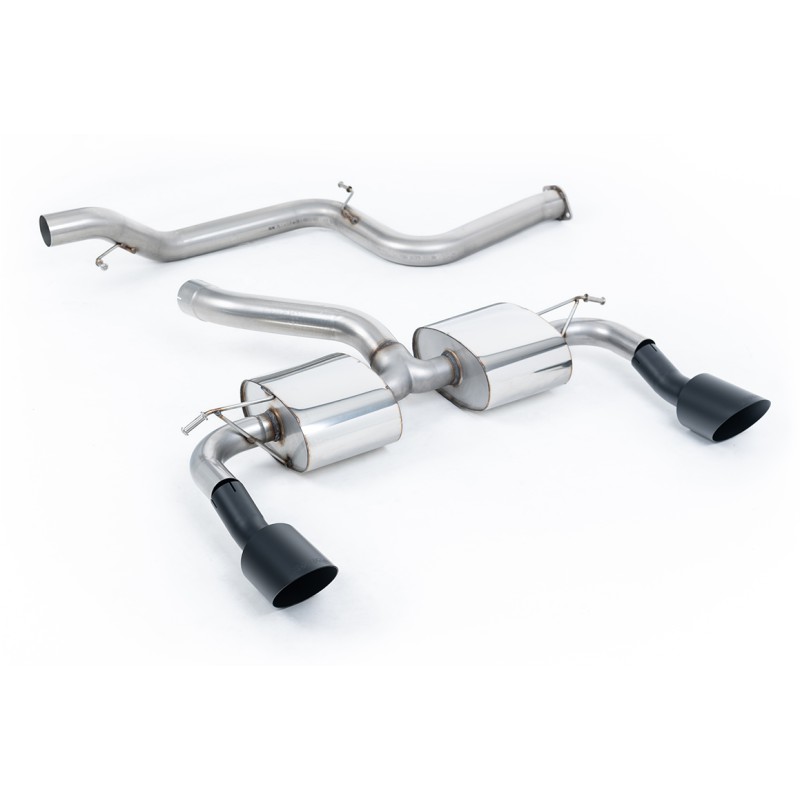 Ford Focus MK2 RS - Non-Resonated (Louder) Cat-Back Exhaust System with Cerakote Black Trims - Cerakote Black