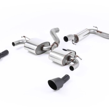 Ford Focus MK2 RS - Resonated (Quieter) Cat-Back Exhaust System with Cerakote Black Trims - Cerakote Black