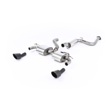 Ford Focus MK2 RS - Resonated (Quieter) Cat-Back Exhaust System with Cerakote Black Trims - Cerakote Black