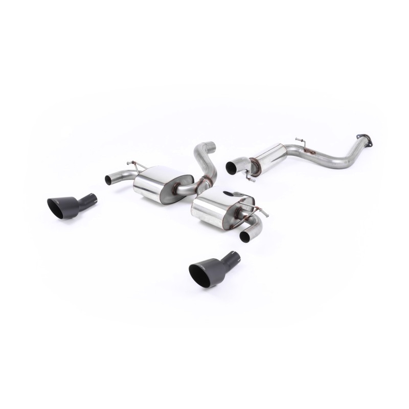 Ford Focus MK2 RS - Resonated (Quieter) Cat-Back Exhaust System with Cerakote Black Trims - Cerakote Black