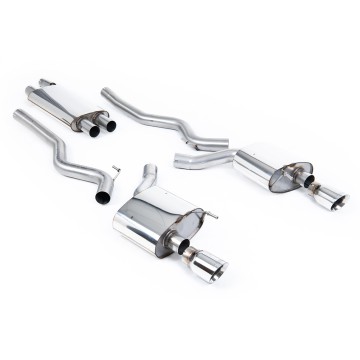 Ford Mustang 2.3 (S550 Fastback) - Resonated (Quieter) Cat-Back Exhaust System with GT-100 Polished Trims - Polished