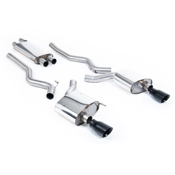 Ford Mustang 2.3 (S550 Fastback) - Resonated (Quieter) Cat-Back Exhaust System with GT-100 Cerakote Black Trims - Cerakote Black
