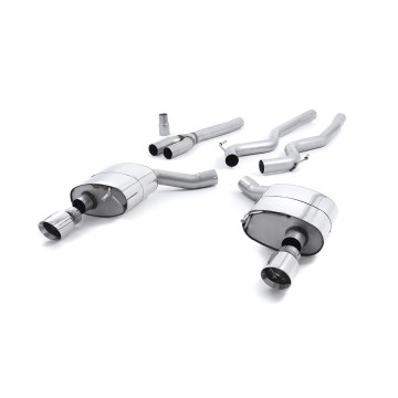 Ford Mustang 2.3 (S550 Fastback) - Non-Resonated (Louder) Cat-Back Exhaust System with GT-100 Polished Trims - Polished