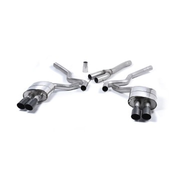 Ford Mustang 2.3 (S550 Fastback) - Non-Resonated (Louder) Cat-Back Exhaust System with GT-90 Cerakote Black Trims (For Roush Valance) - Cerakote Black
