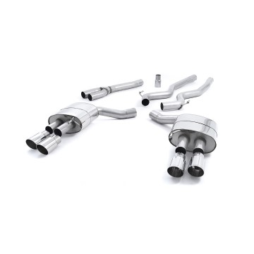 Ford Mustang 2.3 (S550 Fastback) - Non-Resonated (Louder) Cat-Back Exhaust System with GT-90 Polished Trims (For Roush Valance) - Polished