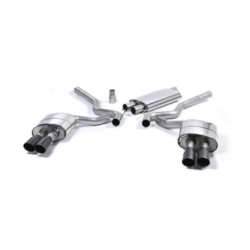Ford Mustang 2.3 (S550 Fastback) - Resonated (Quieter) Cat-Back Exhaust System with GT-90 Cerakote Black Trims (For Roush Valance) - Cerakote Black