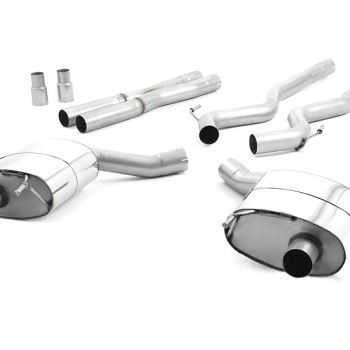 Ford Mustang 5.0 V8 GT (Fastback) - Non-Resonated (Louder) Cat-Back Exhaust System with Titanium GT-100 Trims - Brushed Titanium