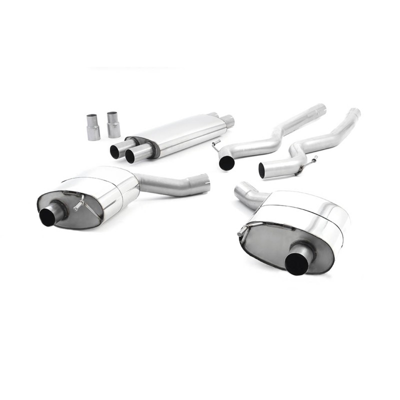 Ford Mustang 5.0 V8 GT (Fastback) - Resonated (Quieter) Cat-Back Exhaust System with Titanium GT-100 Trims - Brushed Titanium