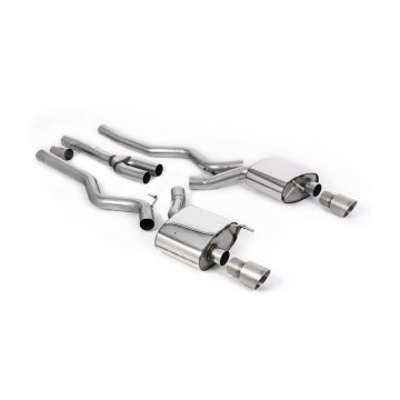 Ford Mustang 2.3 (S550 Fastback) - Non-Resonated (Louder) Cat-Back Exhaust System with GT-100 Titanium Trims - Brushed Titanium