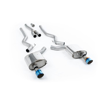 Ford Mustang 2.3 (S550 Fastback) - Non-Resonated (Louder) Cat-Back Exhaust System with GT-100 Burnt Titanium Trims - Burnt Titanium