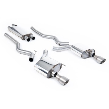 Ford Mustang 2.3 (S550 Fastback) - Resonated (Quieter) Cat-Back Exhaust System with GT-100 Titanium Trims - Brushed Titanium