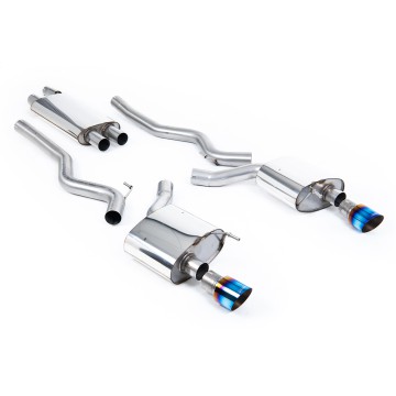 Ford Mustang 2.3 (S550 Fastback) - Resonated (Quieter) Cat-Back Exhaust System with GT-100 Burnt Titanium Trims - Burnt Titanium